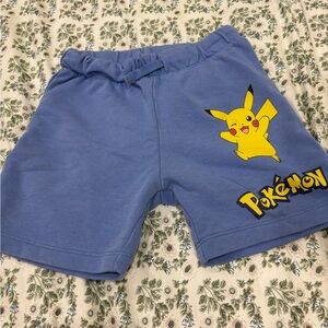 H&M Blue Kids Shorts with Yellow Pikachu Graphic